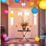 Decoración de bienvenida a casa con globos