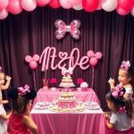 Decoracion de minnie con globos para fiestas infantiles