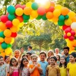 Barcelona-inspired balloon decoration using Gaudí's color palette