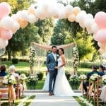 DIY balloon ring stands: simple wedding ceremony decor