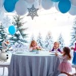 Frozen-themed balloon decoration for a winter wonderland