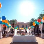 Mediterranean color schemes for balloon decoration in Barcelona