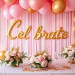 Pink and gold balloon decoration: sweet and sophisticated